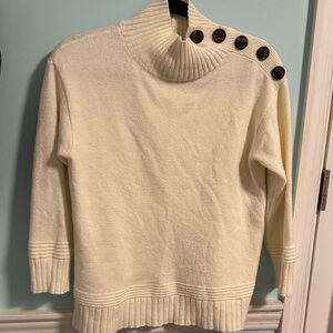 Anthropologie Cream Sweater with Tortoise Buttons